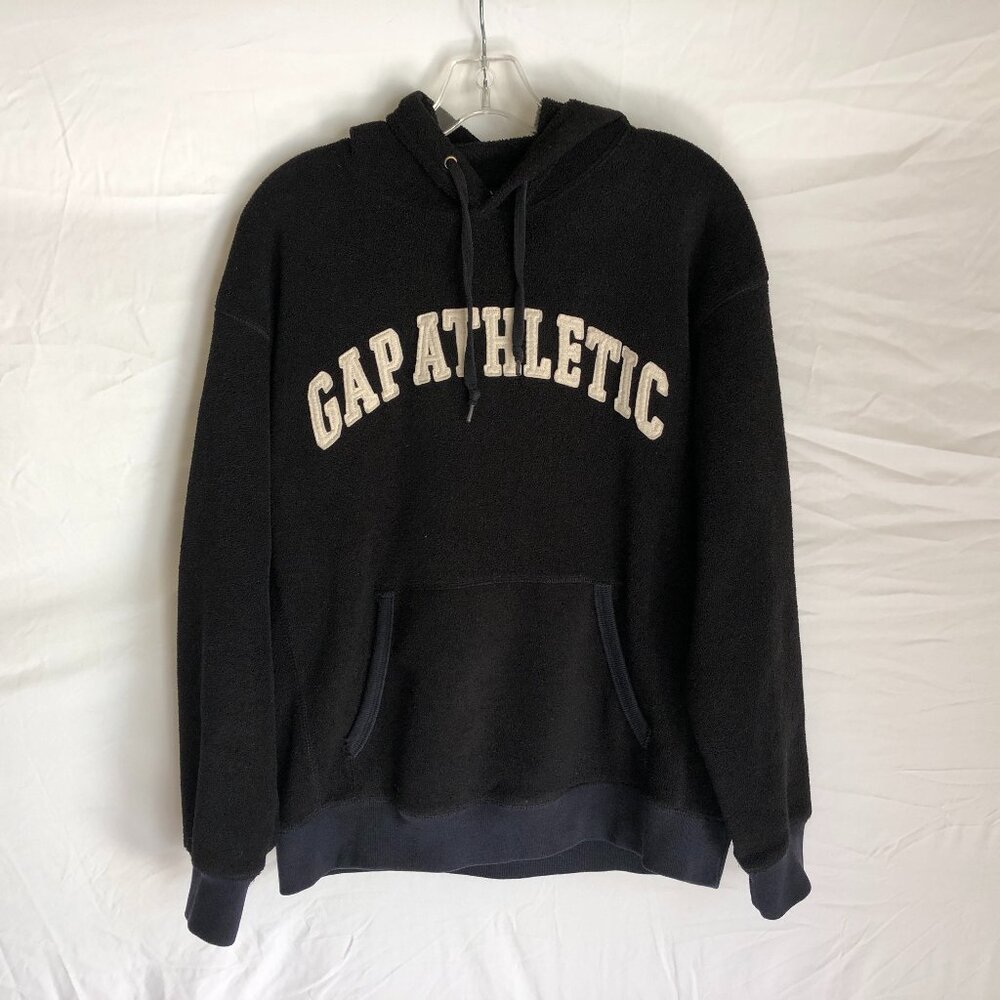 Vintage 90's Gap Athletic Fleece Black Pullover Hoodie Sweater Size Medium